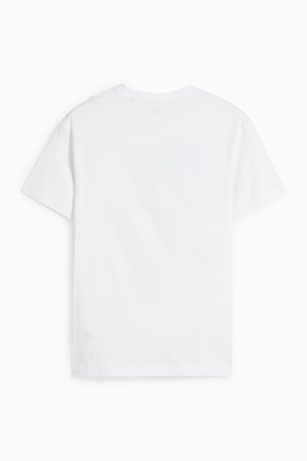 Děti - chlapci - Gamerský motiv s teniskami - tričko s krátkým rukávem - bílá