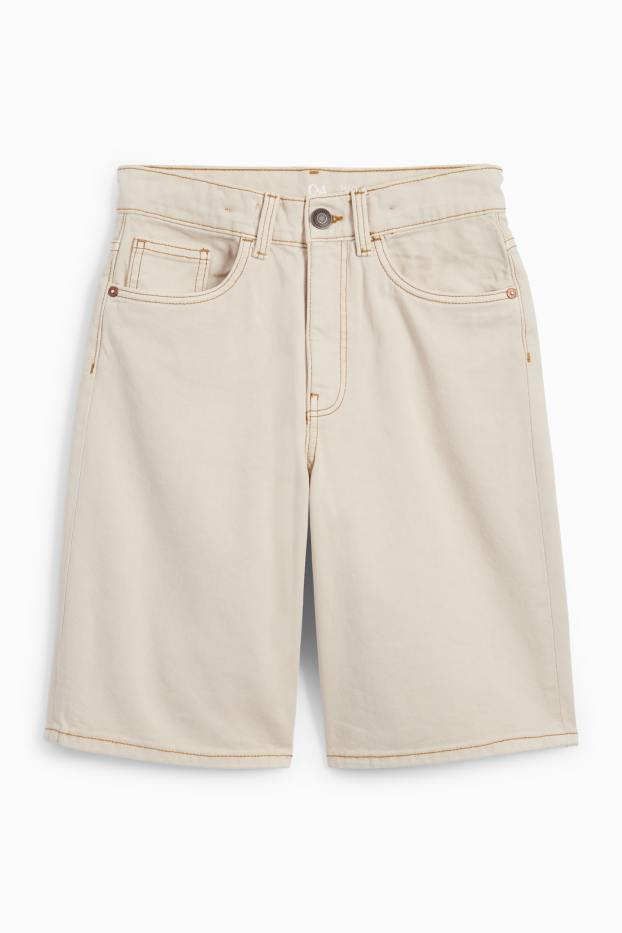 Děti - chlapci - Džínové bermudy - béžová