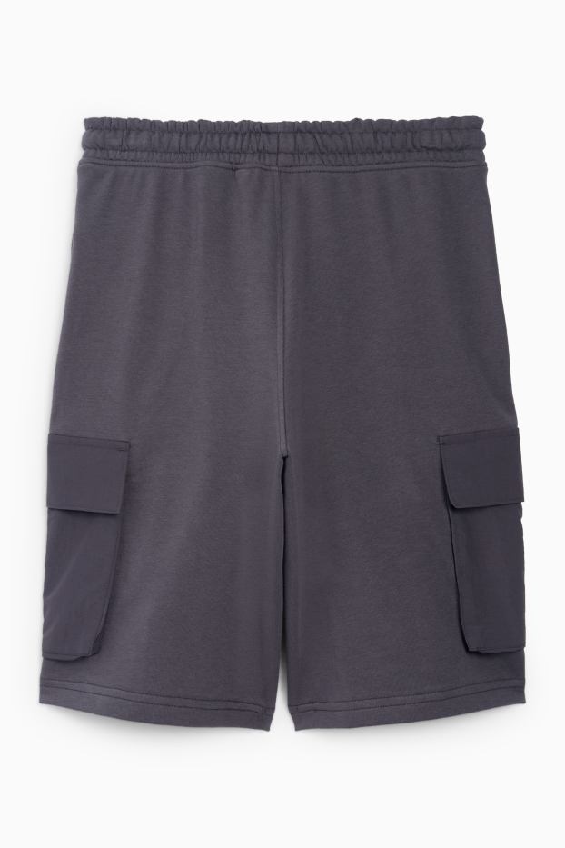 Kinderen: jongens - Cargoshorts van sweatstof - donkergrijs