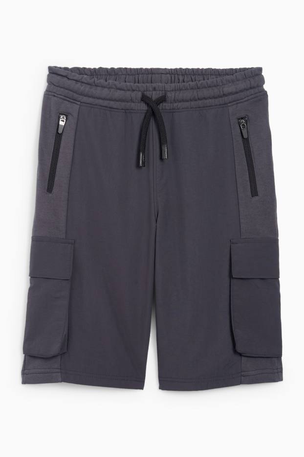Kinderen: jongens - Cargoshorts van sweatstof - donkergrijs