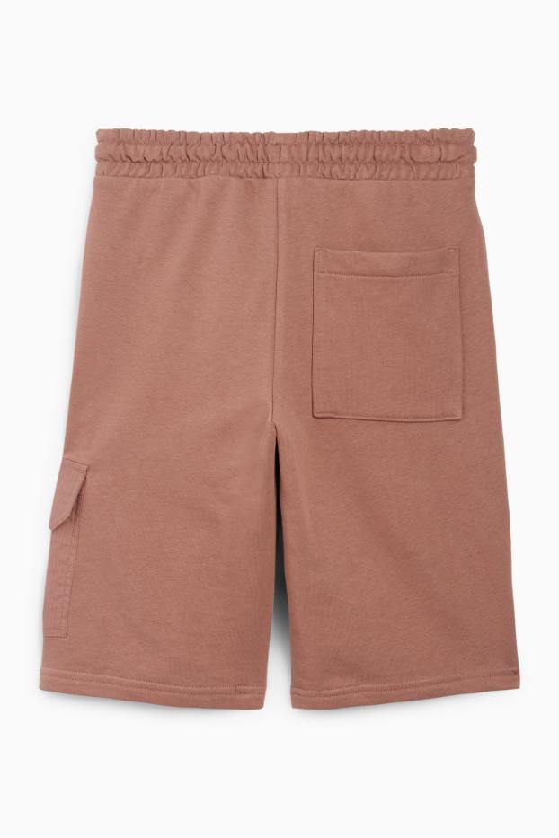 Enfants garçons - Short cargo en molleton - marron