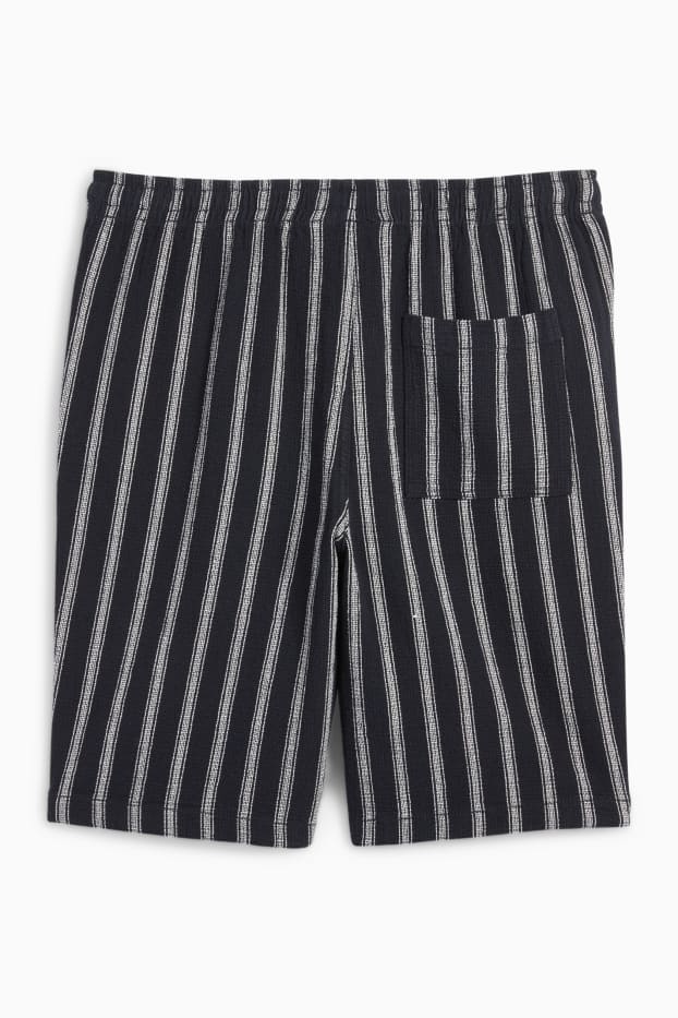 Hommes - Short - à rayures - finition texturée - bleu foncé