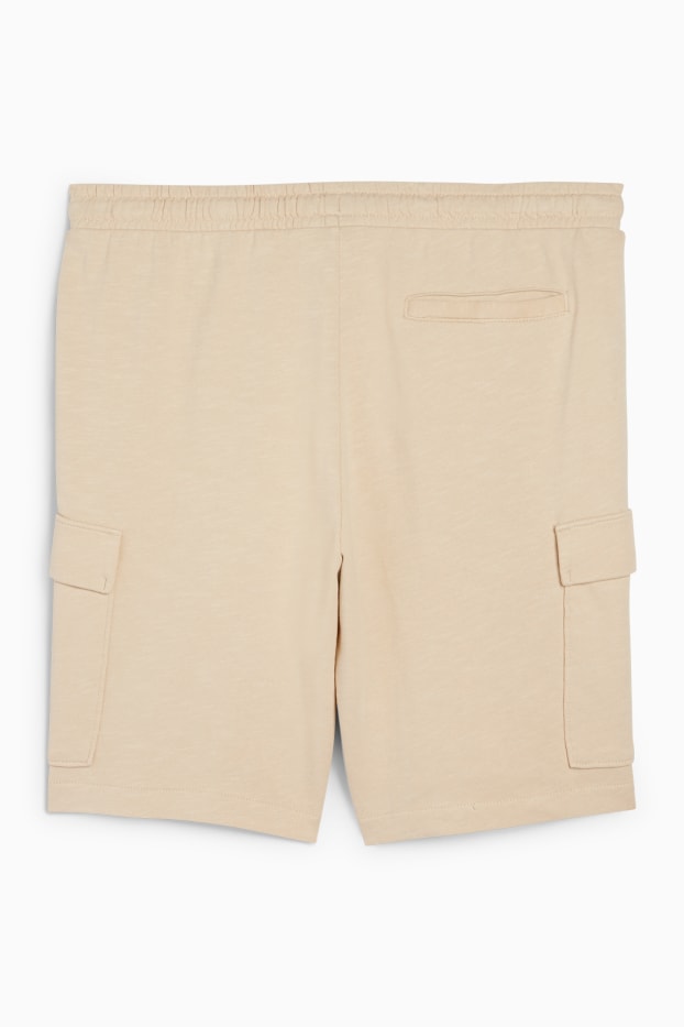 Herren - Sweat-Cargoshorts - hellbeige