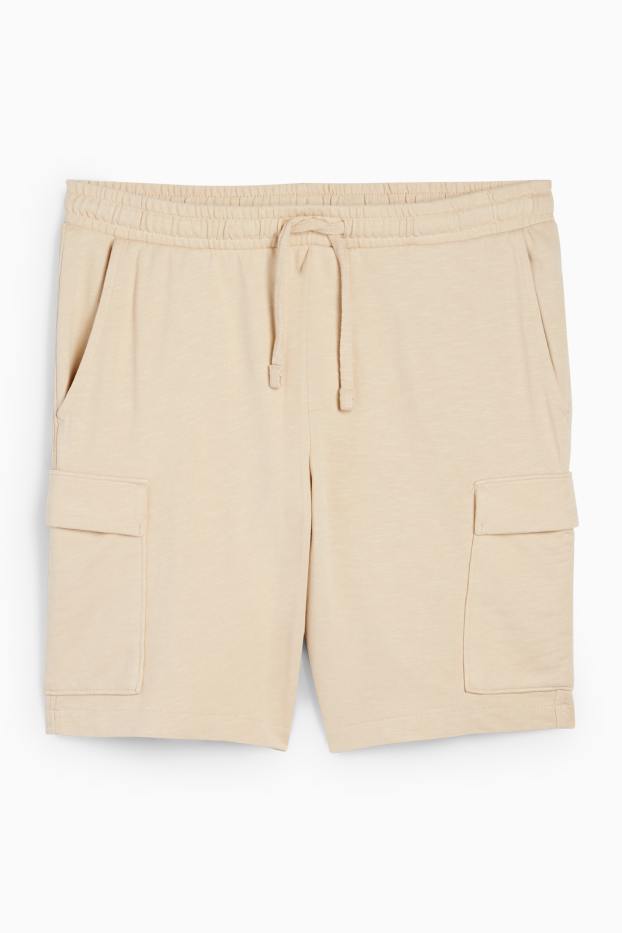 Herren - Sweat-Cargoshorts - hellbeige