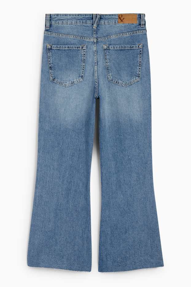 Damen - Crop Flared Jeans - High Waist - helljeansblau