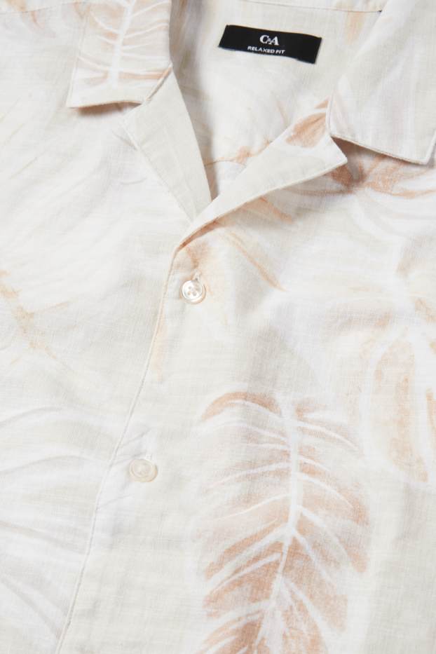 Hommes - Chemise - regular fit - col à revers - à motif - blanc crème