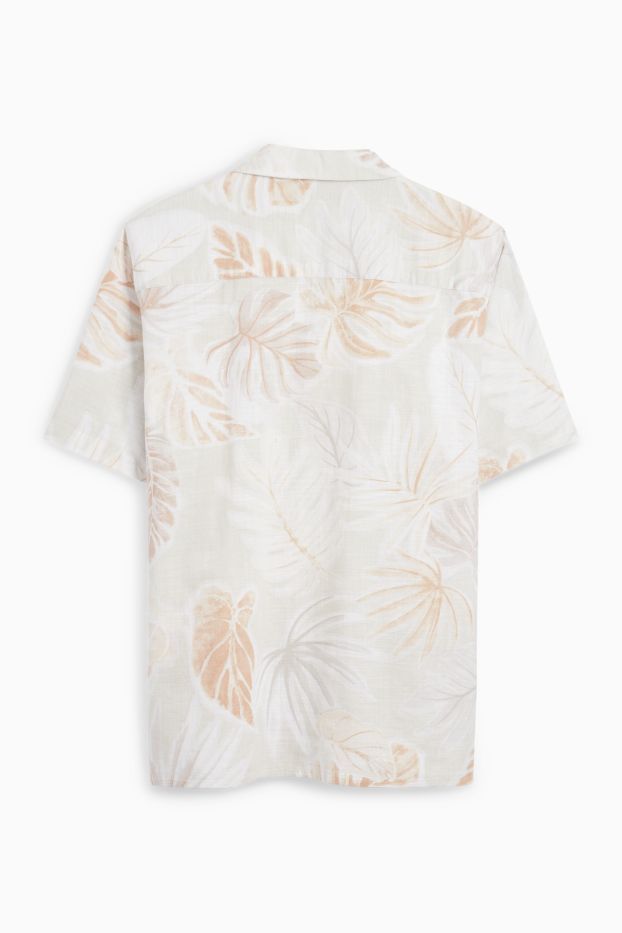 Hommes - Chemise - regular fit - col à revers - à motif - blanc crème