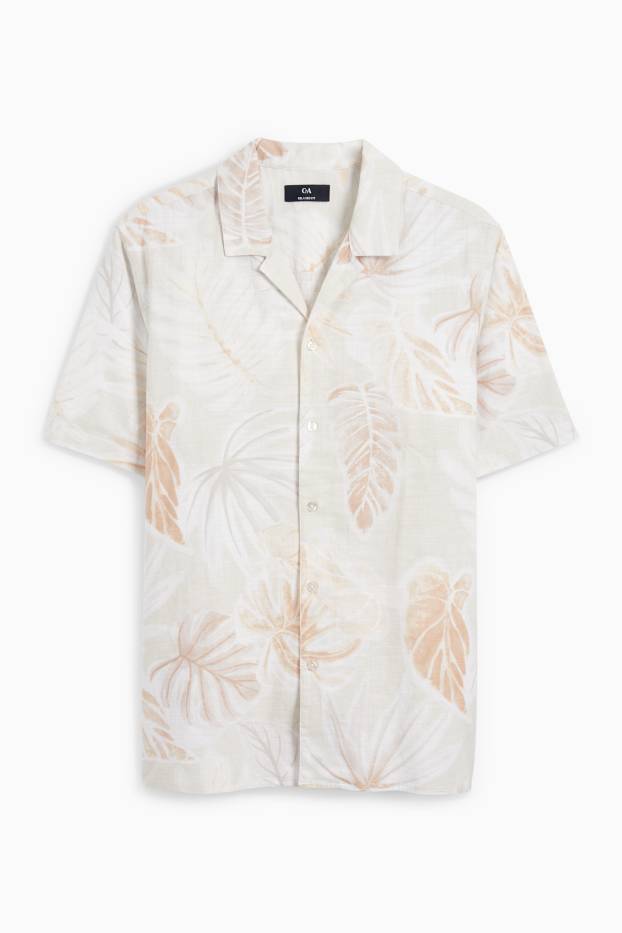 Hommes - Chemise - regular fit - col à revers - à motif - blanc crème