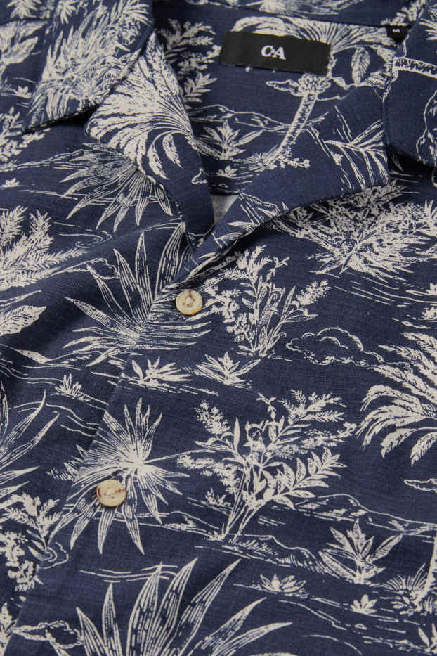Pánské - Košile - regular fit - klopový límec - se vzorem - tmavomodrá