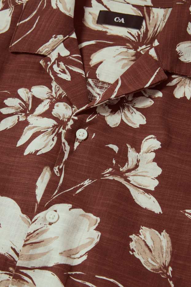 Herren - Hemd - Regular Fit - Reverskragen - gemustert - braun