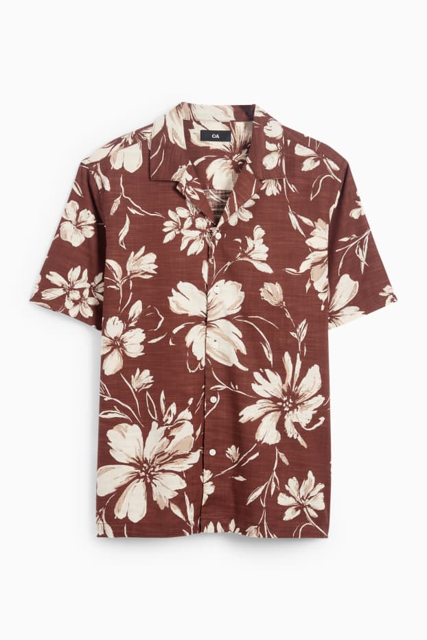 Herren - Hemd - Regular Fit - Reverskragen - gemustert - braun