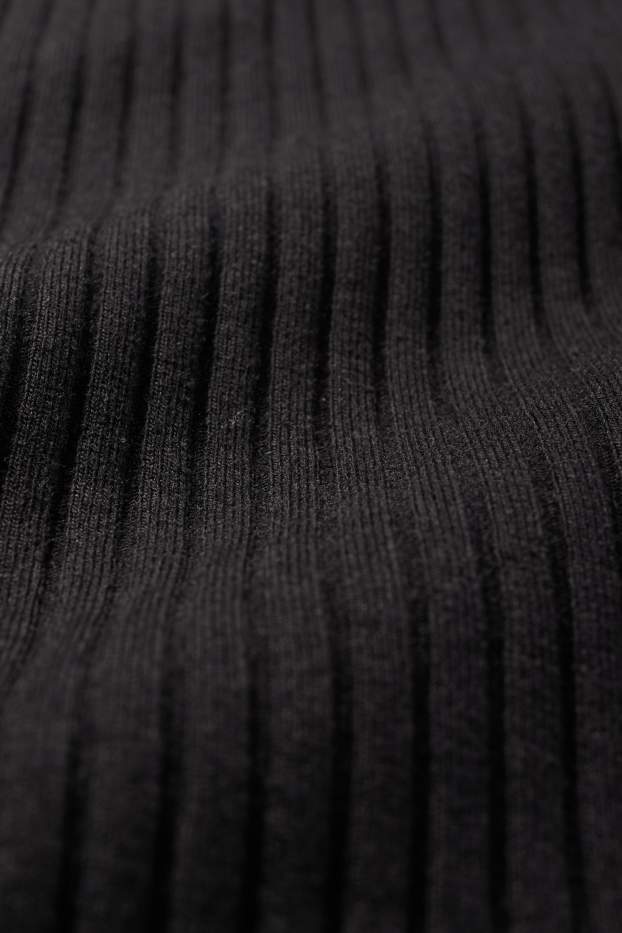 Damen - Strickrock - gerippt - schwarz