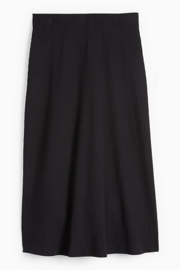 Damen - Strickrock - gerippt - schwarz