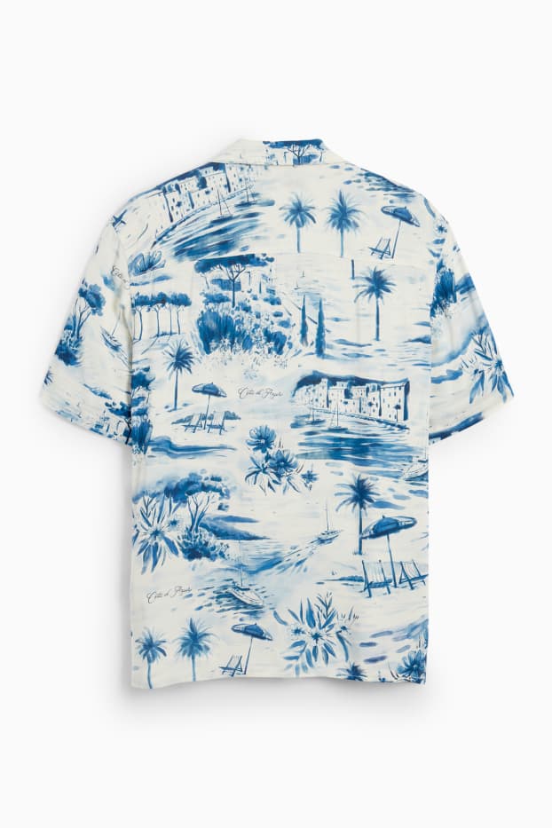 Hommes - Chemise - relaxed fit - col à revers - à motif - blanc / bleu clair