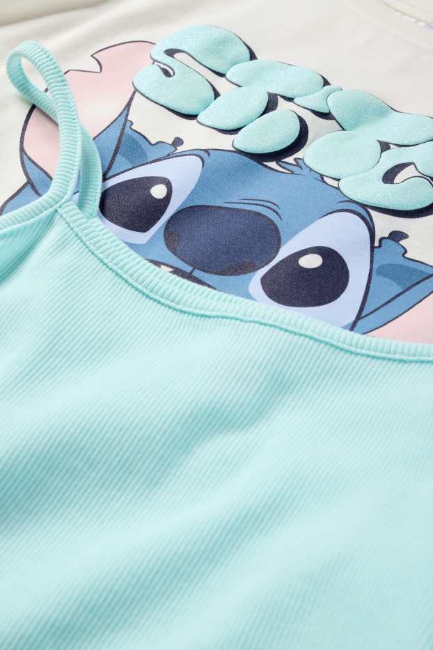 Kinder Mädchen - Lilo & Stitch - Set - Kurzarmshirt und Top - 2 teilig - cremeweiss