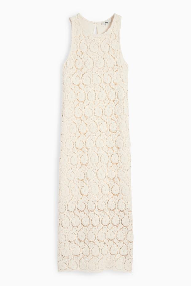 Women - Crocheted dress - cremewhite