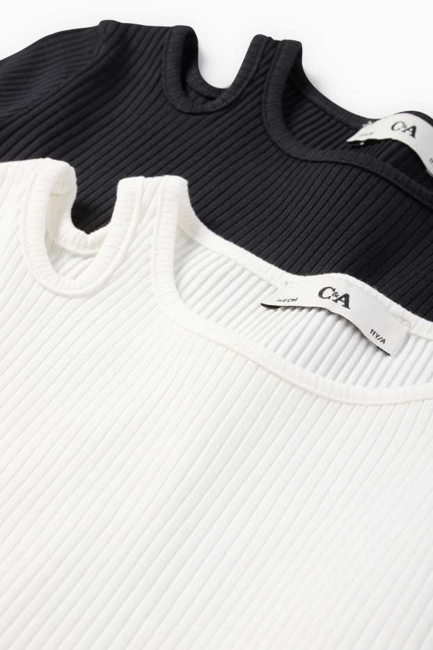 Kinder Mädchen - Multipack 2er - Kurzarmshirt - gerippt - weiß