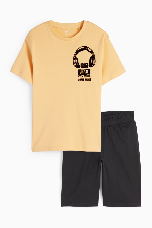 Enfants garçons - Écouteurs - ensemble - T-shirt et short - 2 pièces - orange clair