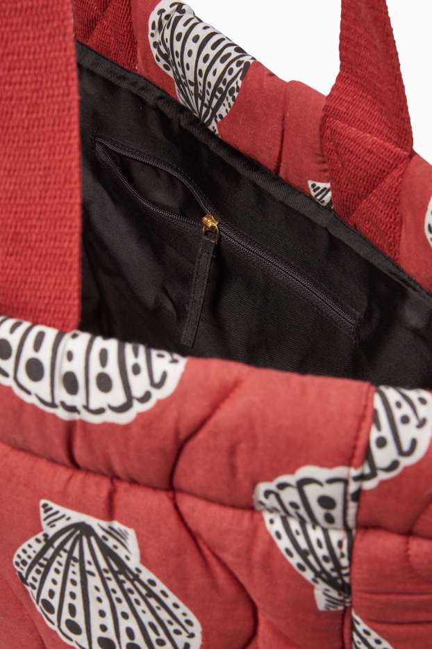 Femmes - Grand cabas surpiqué - à motif - rouge