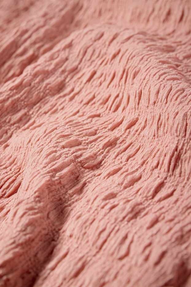 Women - Cropped T-shirt - textured - salmon coloured