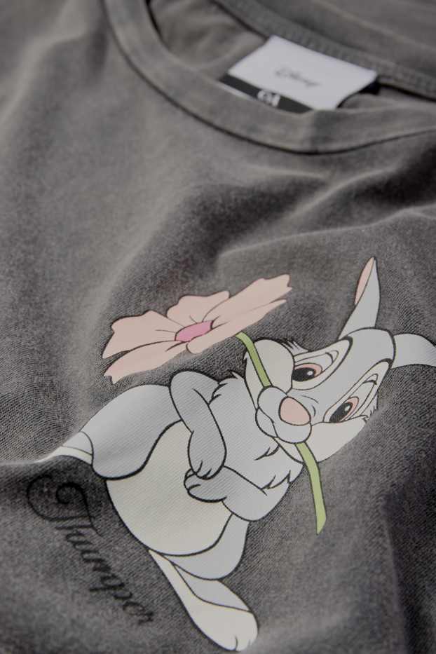 Dames - T-shirt - oversized - Bambi - donkergrijs-mélange