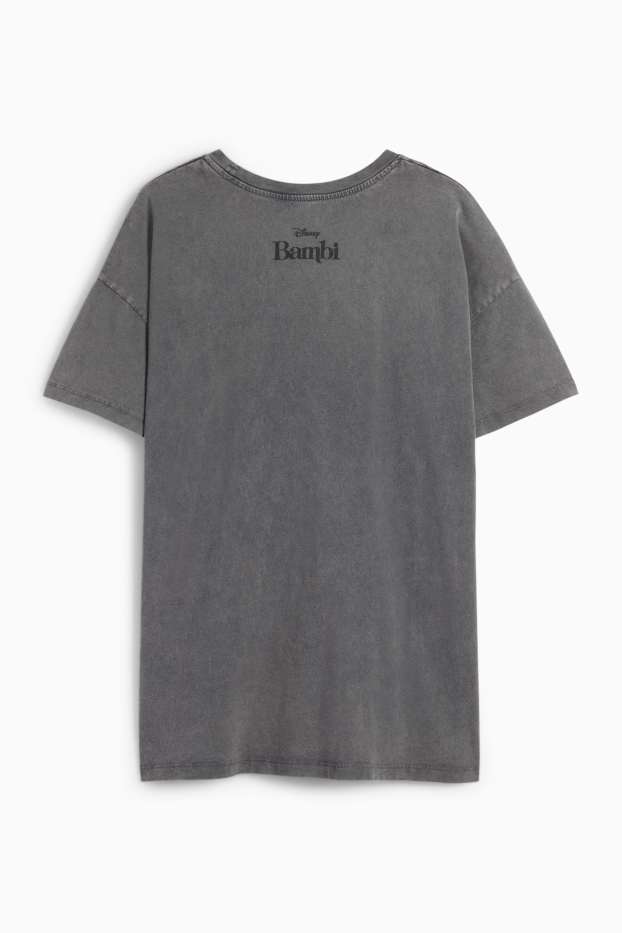 Dames - T-shirt - oversized - Bambi - donkergrijs-mélange