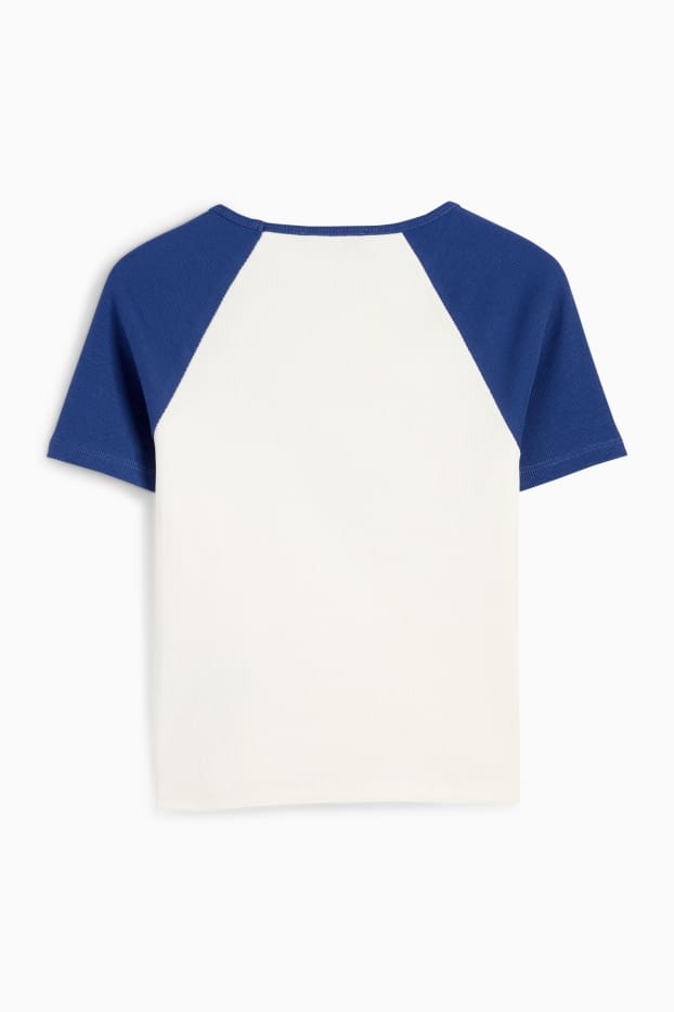 Children Girls - Atlanta - short sleeve T-shirt - ribbed - white / blue