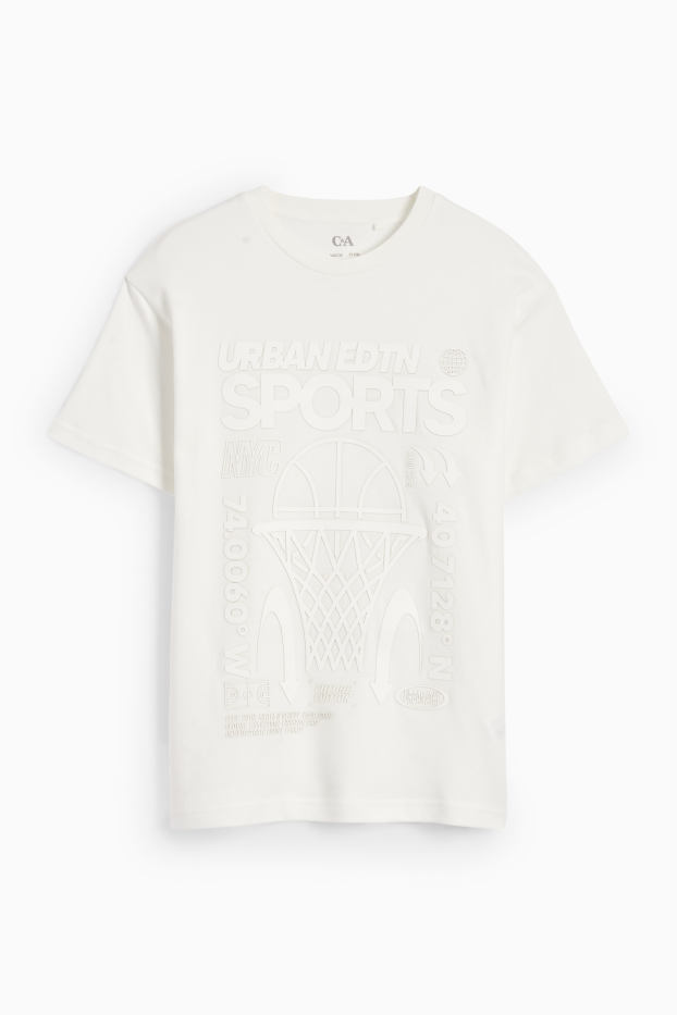 Kinder Buben - Basketball - Kurzarmshirt - cremeweiß