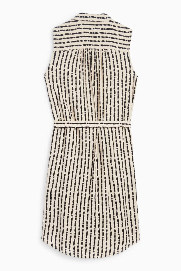 Damen - Viskose-Blusenkleid - gemustert - schwarz / beige