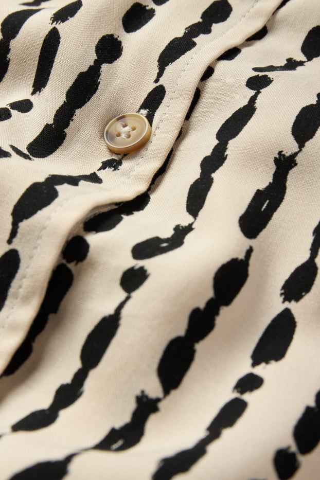 Dámské - Viskózové halenkové šaty - se vzorem - černá/béžová