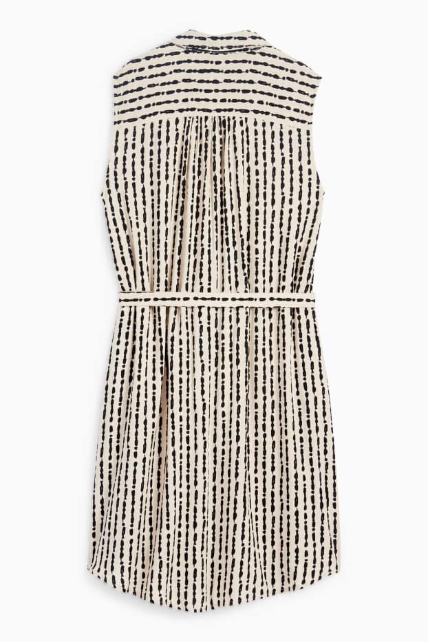 Dámské - Viskózové halenkové šaty - se vzorem - černá/béžová