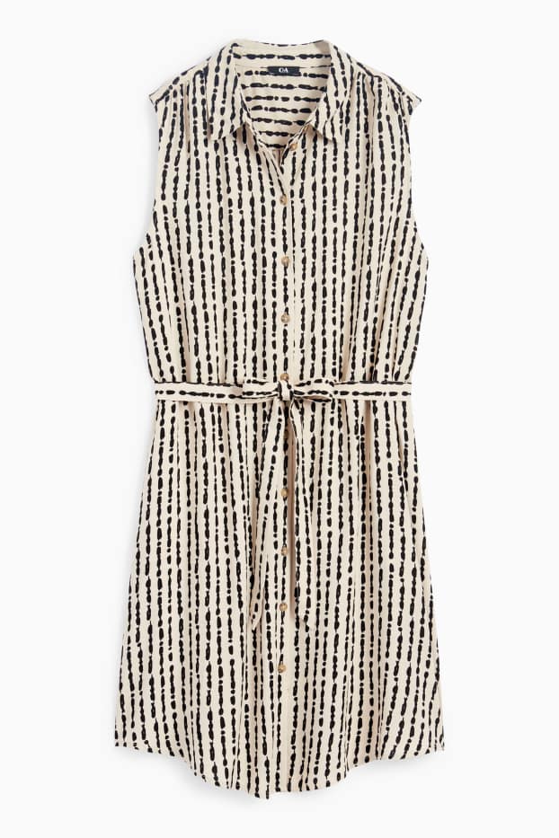 Dámské - Viskózové halenkové šaty - se vzorem - černá/béžová