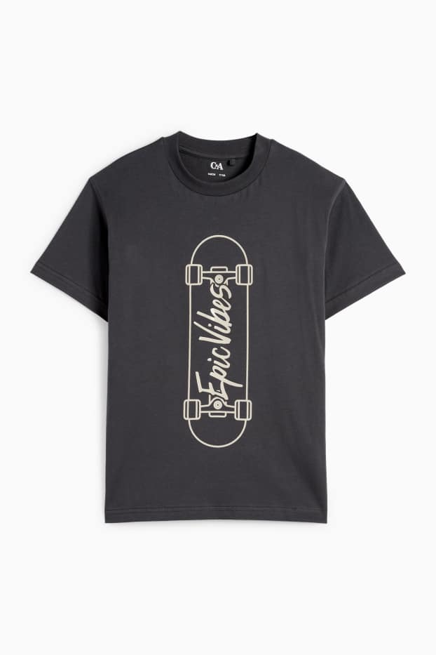 Kinder Buben - Skateboard - Kurzarmshirt - schwarz