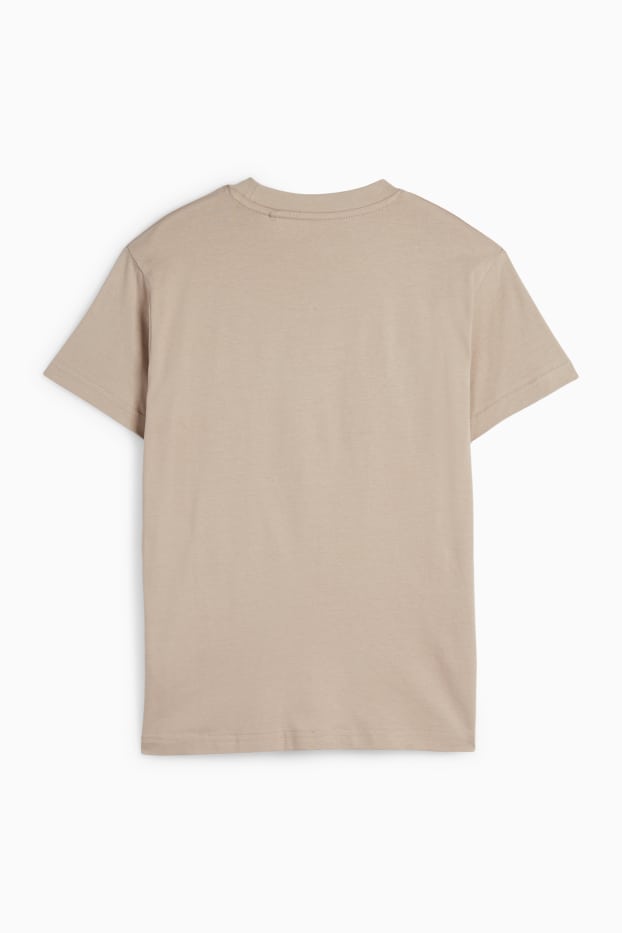 Děti - chlapci - Basketbalový motiv - tričko s krátkým rukávem - taupe