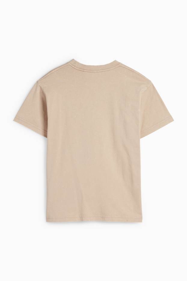 Kinder Buben - Skater-Skelett - Kurzarmshirt - beige