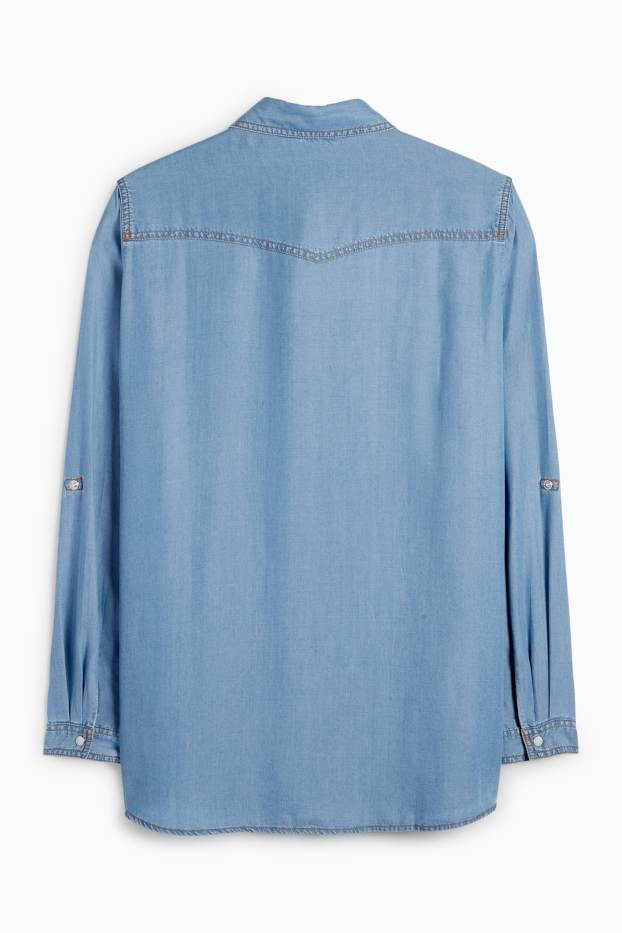 Women - Denim blouse - light blue