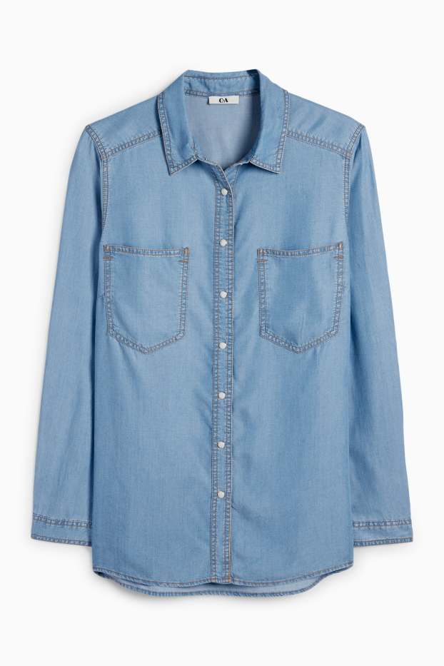 Women - Denim blouse - light blue