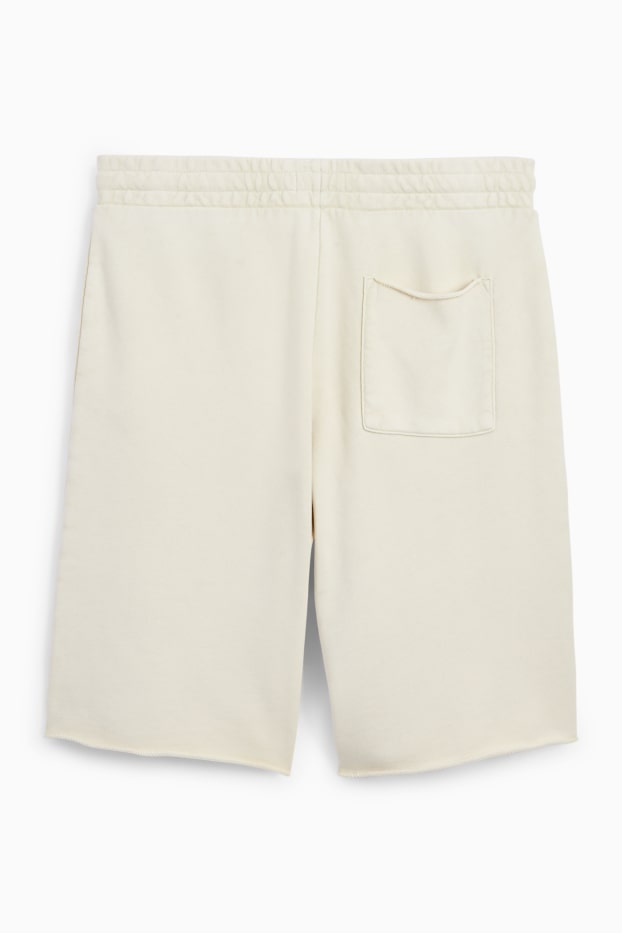 Hommes - Short en molleton - blanc crème