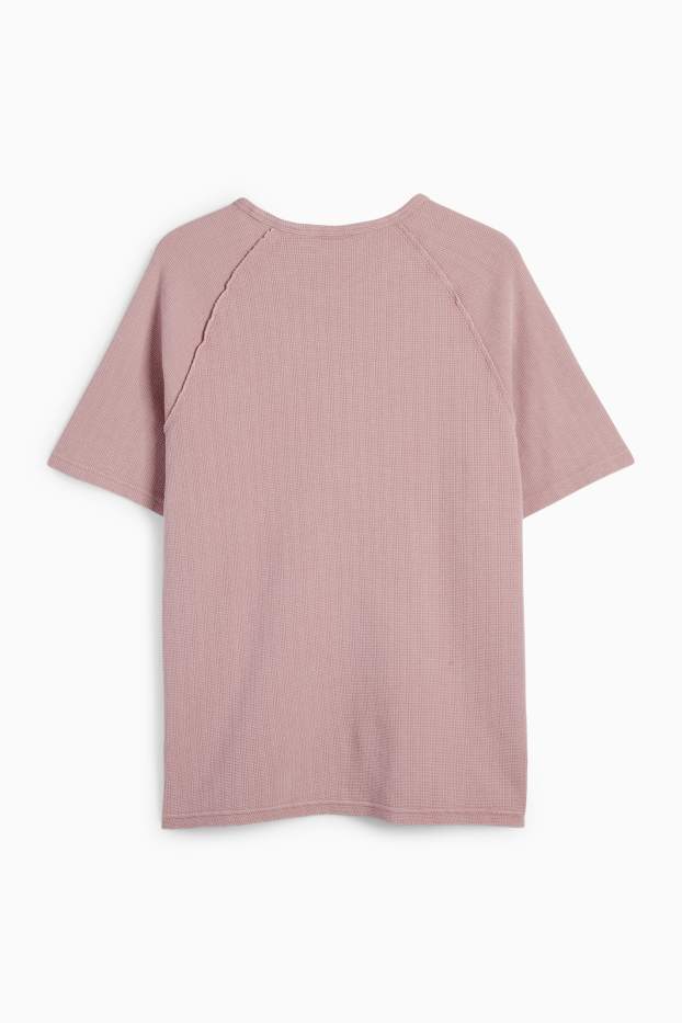 Men - T-shirt - oversized - textured - dark rose