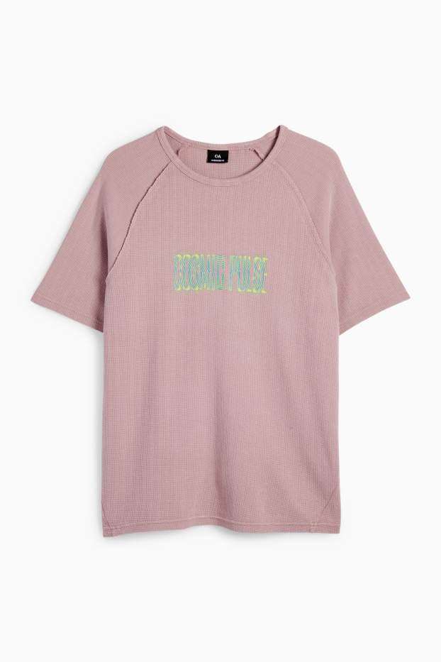 Men - T-shirt - oversized - textured - dark rose