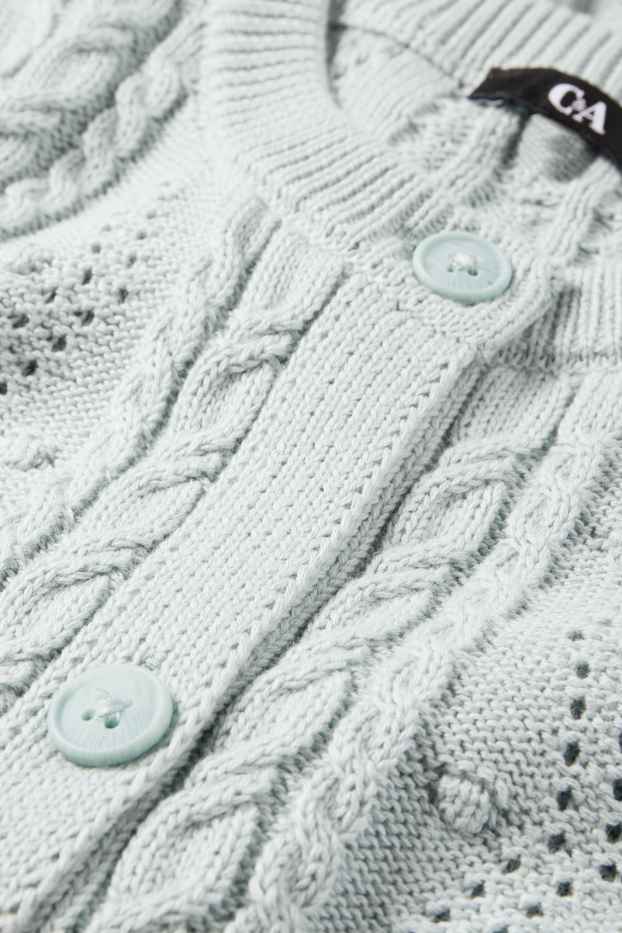Femmes - Gilet de maille - motif tressé - bleu clair