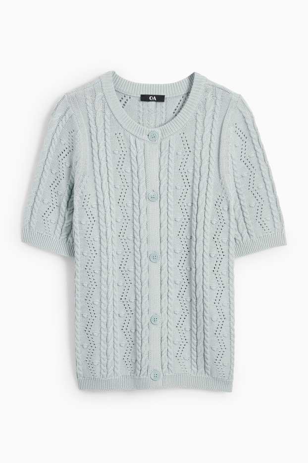 Femmes - Gilet de maille - motif tressé - bleu clair