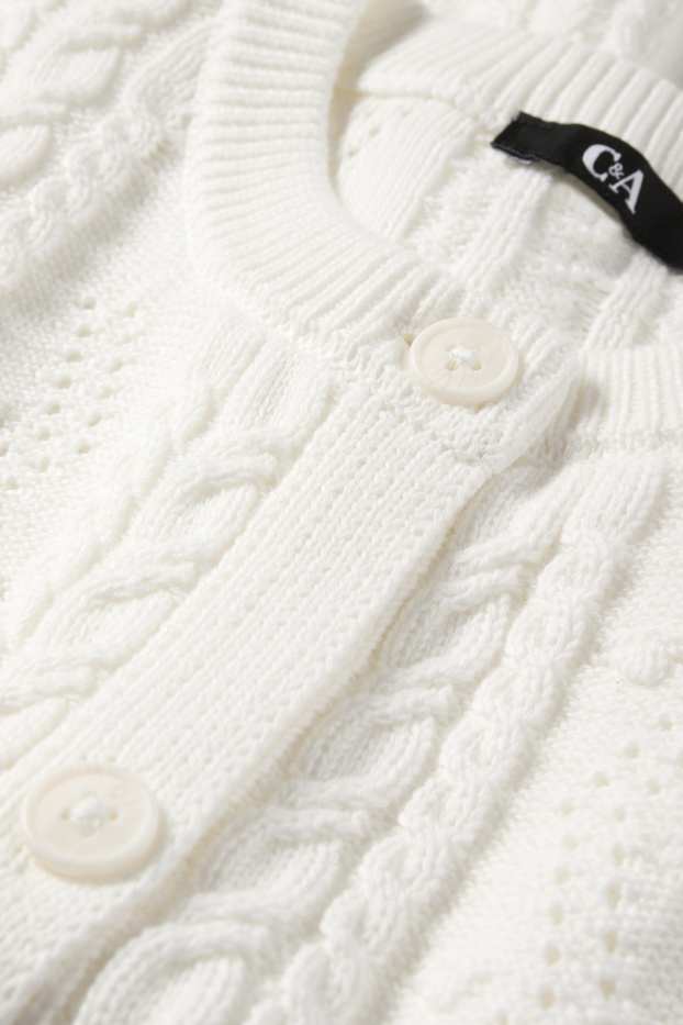 Femmes - Gilet de maille - motif tressé - blanc