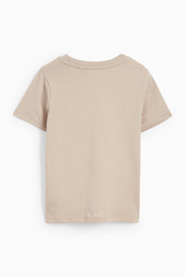 Kinder Buben - Dino und Auto - Kurzarmshirt - beige