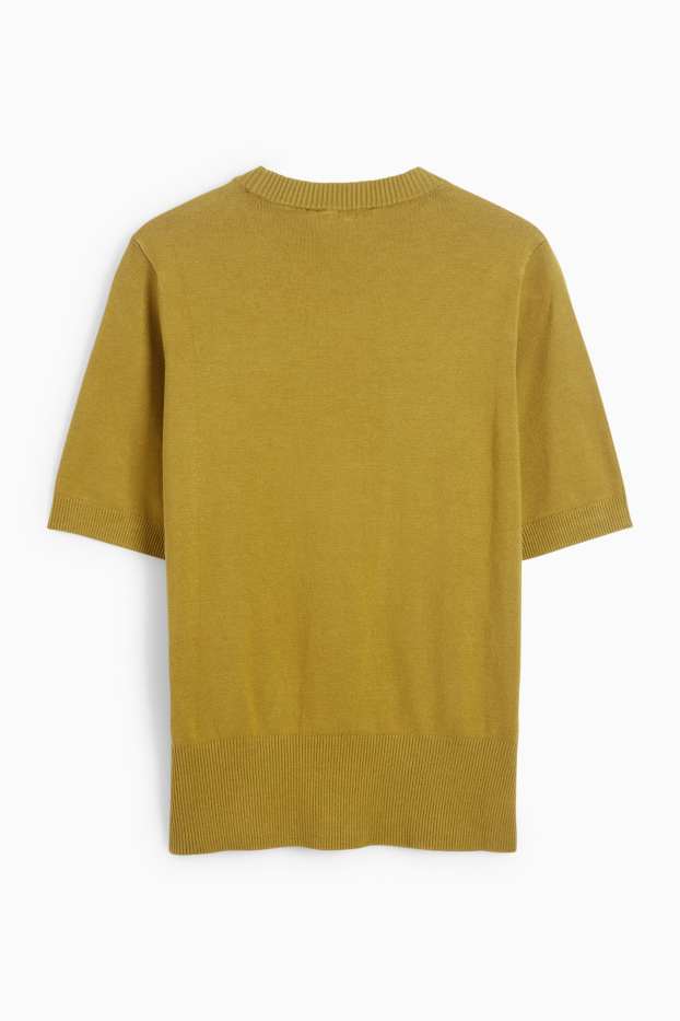 Damen - Strickpullover - kurzarm - grün