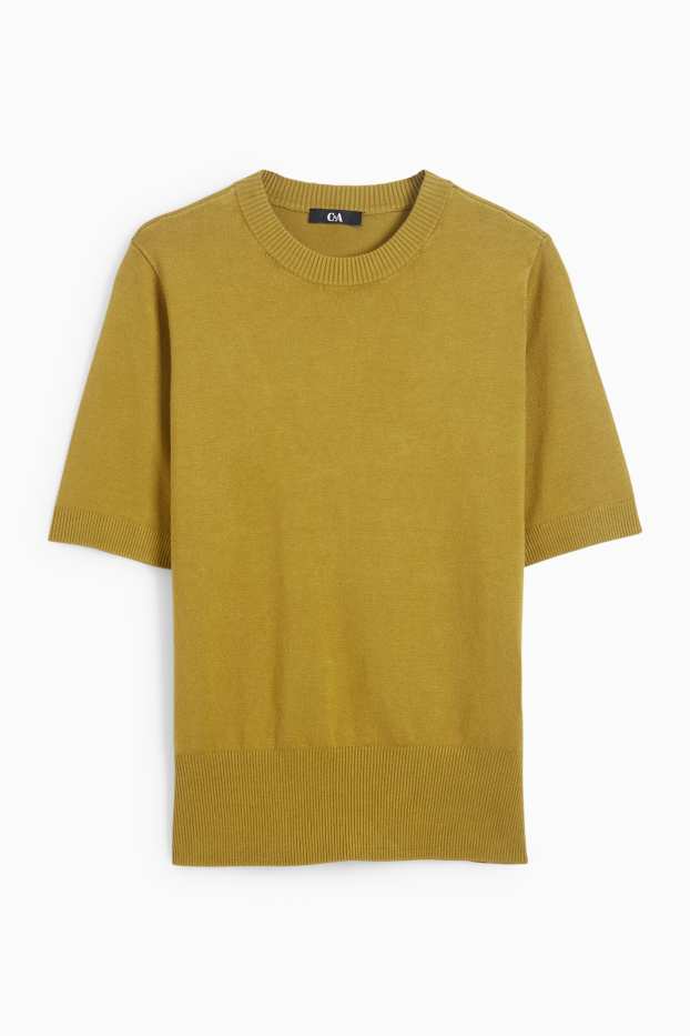 Damen - Strickpullover - kurzarm - grün