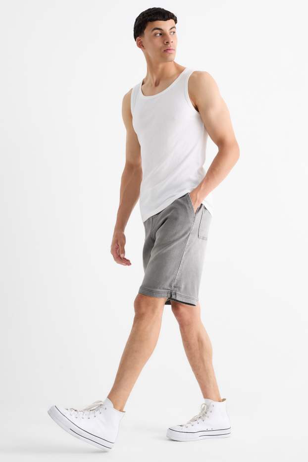 Pánské - Džínové šortky - jog denim - LYCRA® - džíny - světle šedé