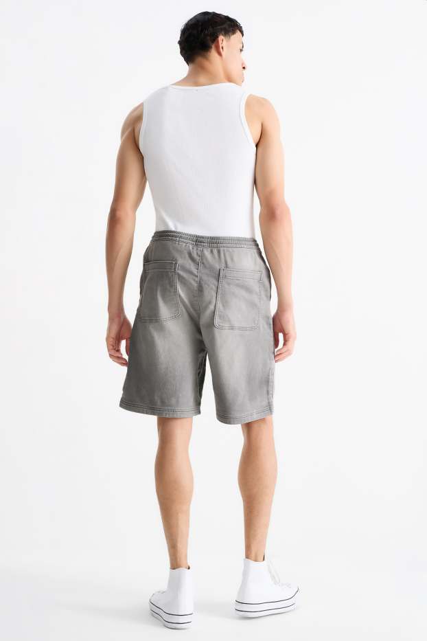 Pánské - Džínové šortky - jog denim - LYCRA® - džíny - světle šedé