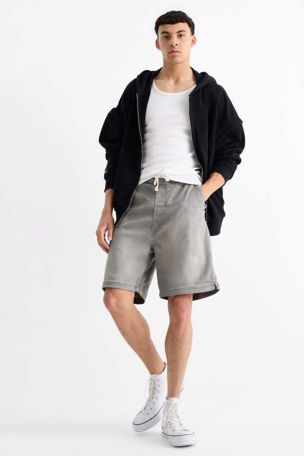 Pánské - Džínové šortky - jog denim - LYCRA® - džíny - světle šedé