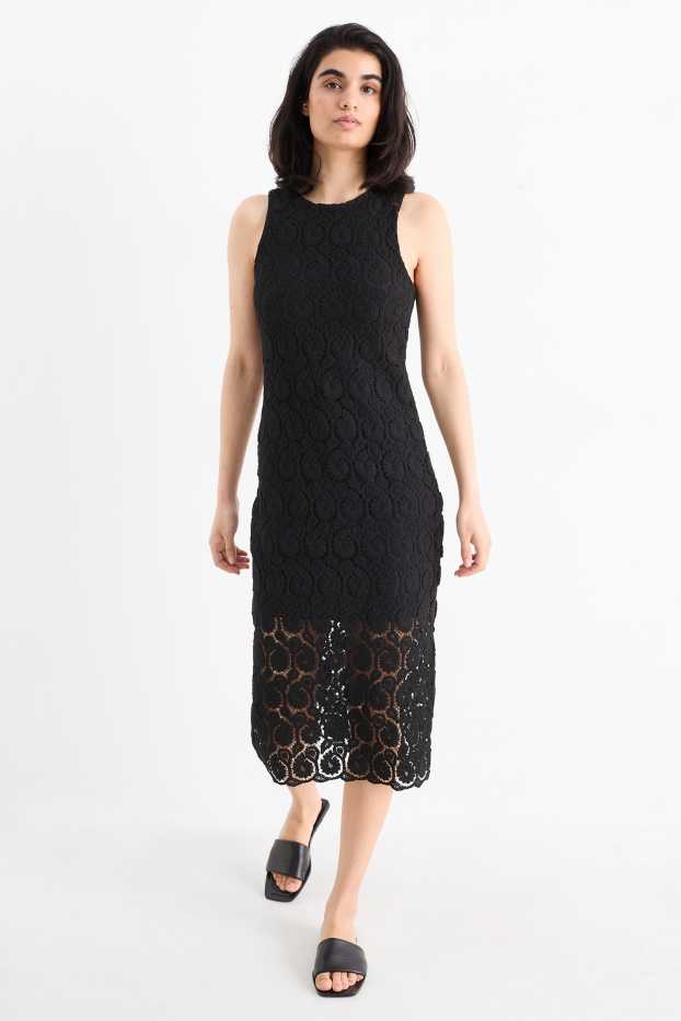 Femei - Rochie croșetată - negru